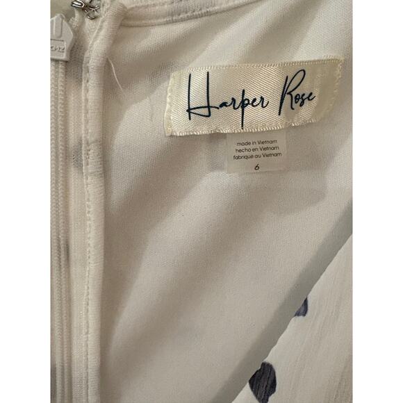 NWT-Harper Rose Dress White w/Blue Polka Dots Midi Size 6 - Picture 4 of 4